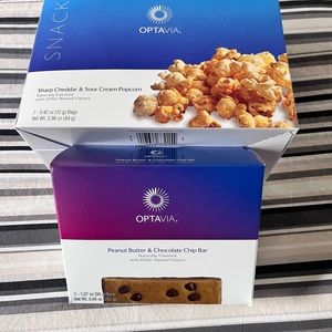 OPTAVIA Peanut Butter/Choco Chip bars & Sharp Cheddar popcorn snacks